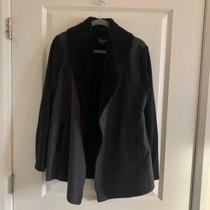 Splendid Mixed Media Teddy Wool Leather Wrap Jacket Size Medium